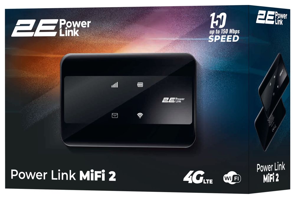 Мобільний 4G Wi-Fi роутер 2E PowerLink (MiFi-2) Black